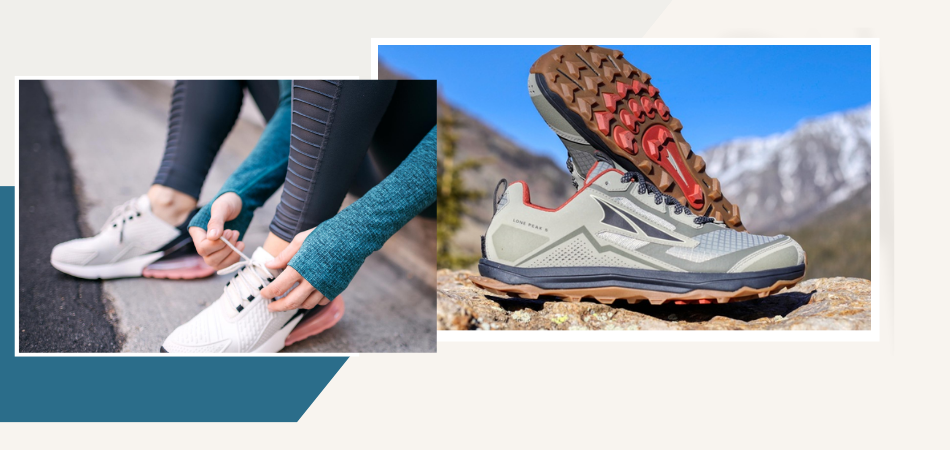 trail running shoes on a treadmill